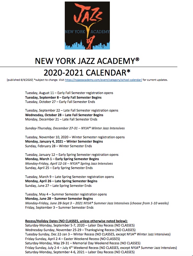 Jazz New York Calendar Bridget Males